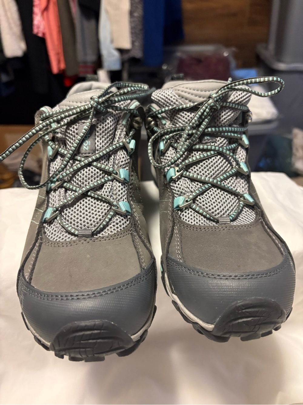 Women's Gray and Mint Athletic Trail Sneakers